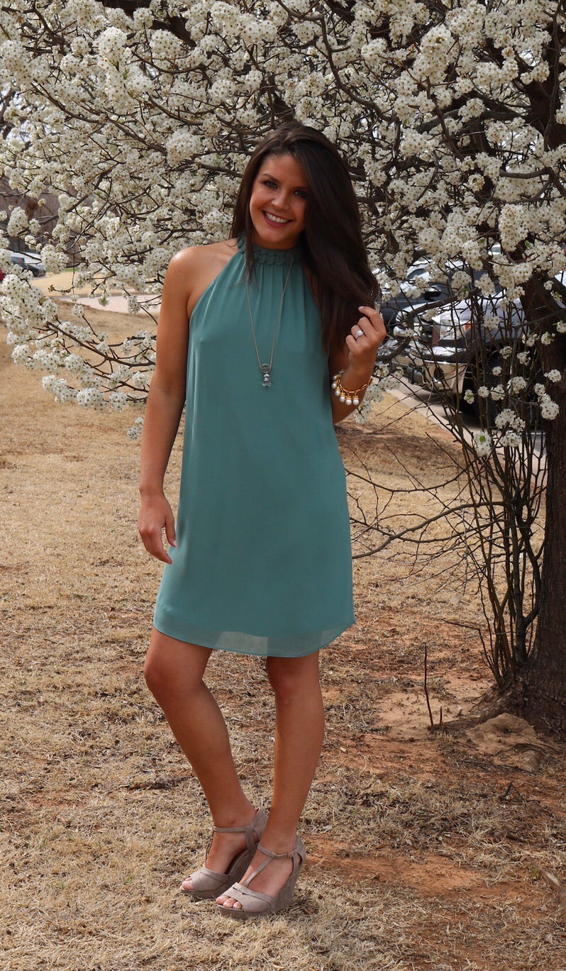 NEVERENDING Braided MockNeck Chiffon Tank Dress