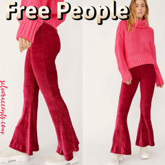 FREE PEOPLE Velvet SO CHARMING Ribbed Pullon Flare Pant