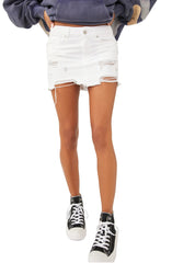 FREE PEOPLE Denim OUT OF THE ORDINARY Mini Skirt