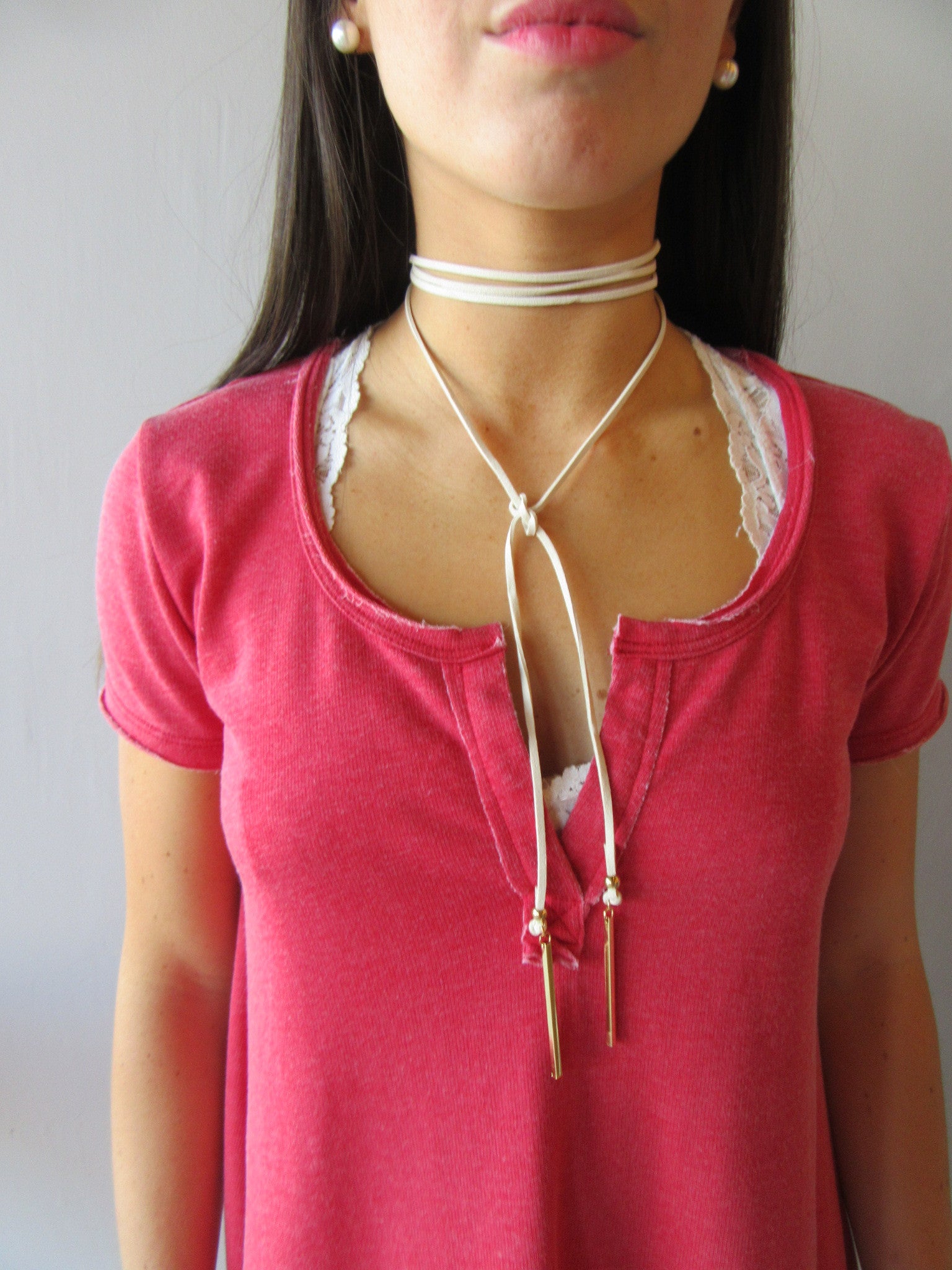 HANNAH Suede Wrap Bolo Choker Necklace