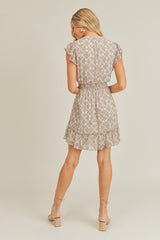 LUSH Floral Print CAMDYN Ruffle Sleeve VNeck Dress