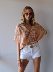 FREE PEOPLE Embroidered SUMMER LOVER Wrap Bodysuit