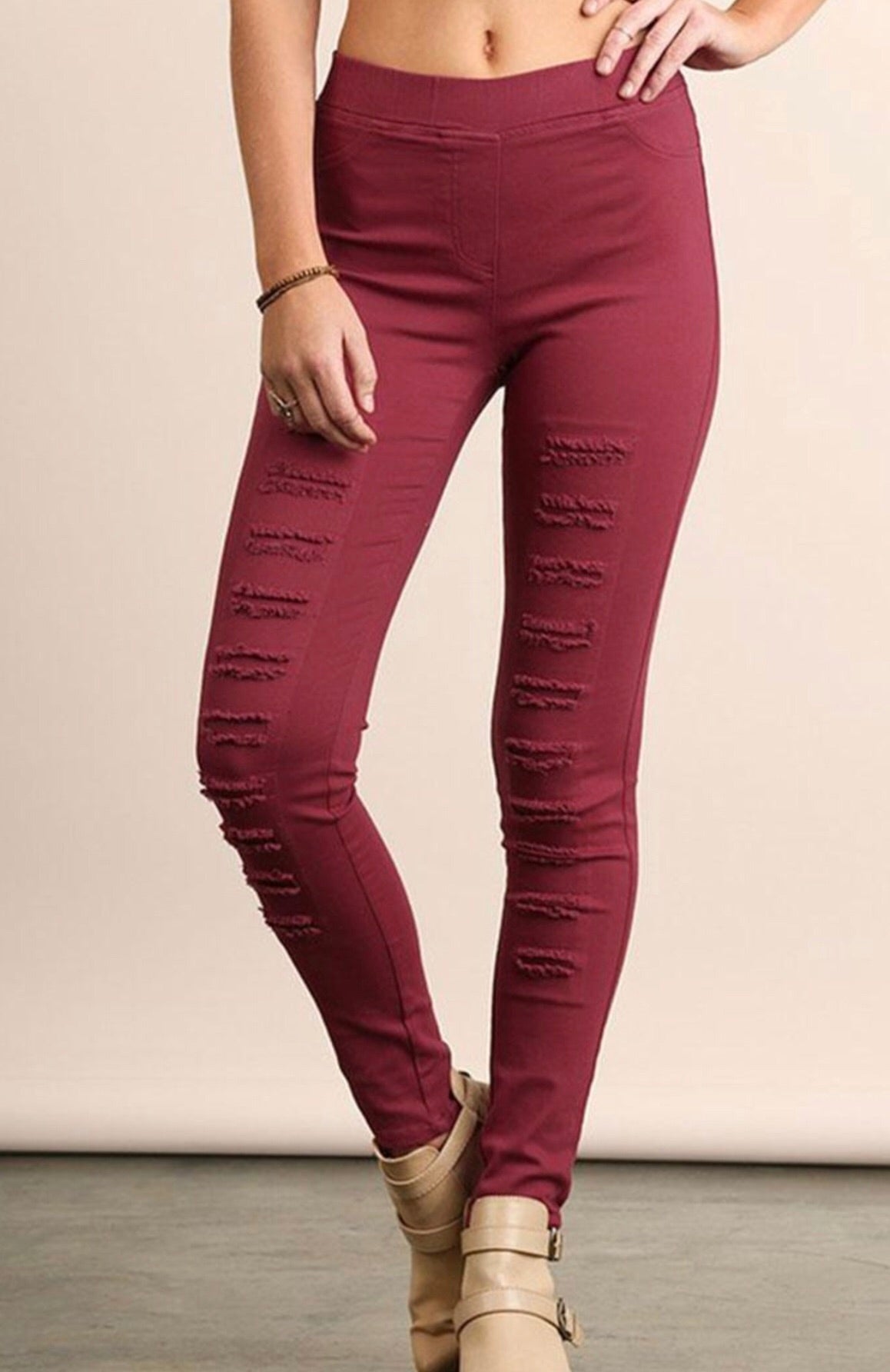 *Umgee KICKOFF High Waist Distressed Jeggings