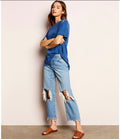 FREE PEOPLE Mid~Rise MAGGIE Straight~Leg Jeans