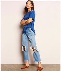 FREE PEOPLE Mid~Rise MAGGIE Straight~Leg Jeans
