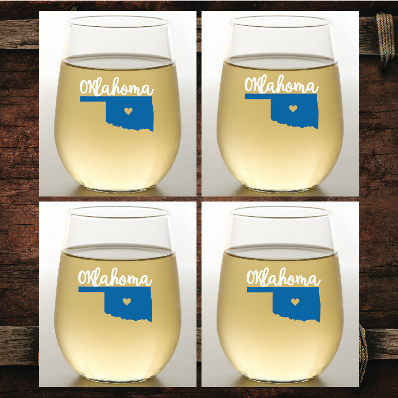 4 PACK Designer Shatterproof Logo Stemless Wine Glasses