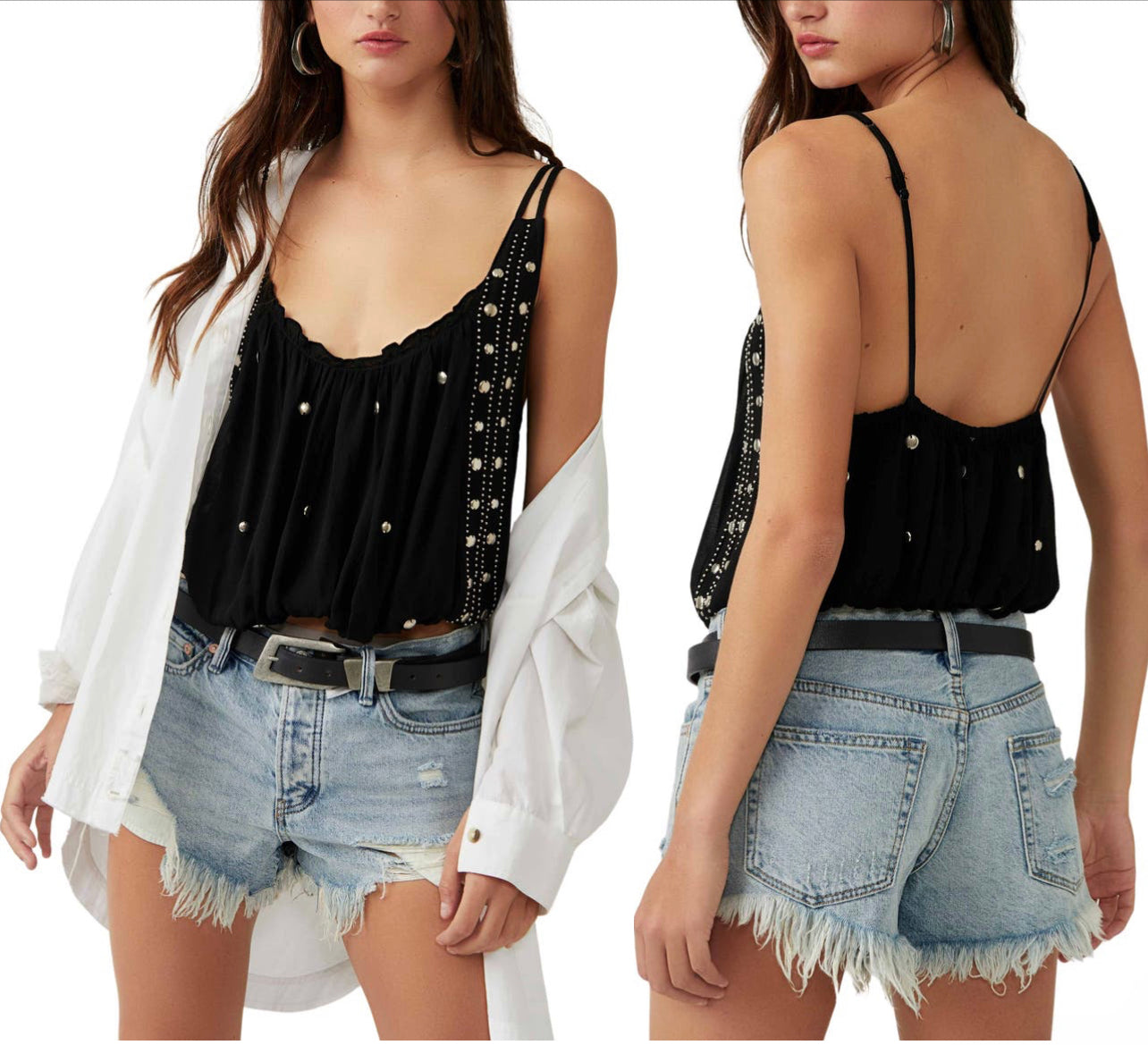 FREE PEOPLE Studded VIRGO Crop Tank