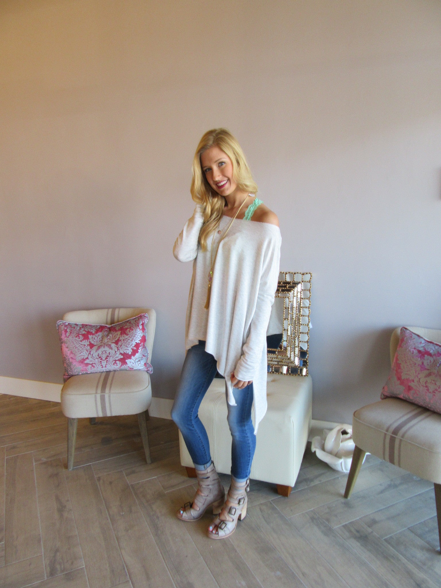 DELOZIER Super Soft Terry Asymmetric Tunic Top