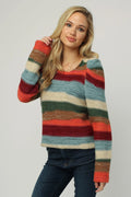 *DEAR JOHN Striped LEAH Puff Sleeve CrewNeck Sweater