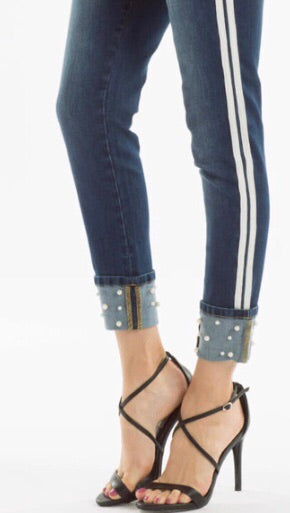 MARMONT SideStripe Pearl Cuff Stretch Skinny Jean
