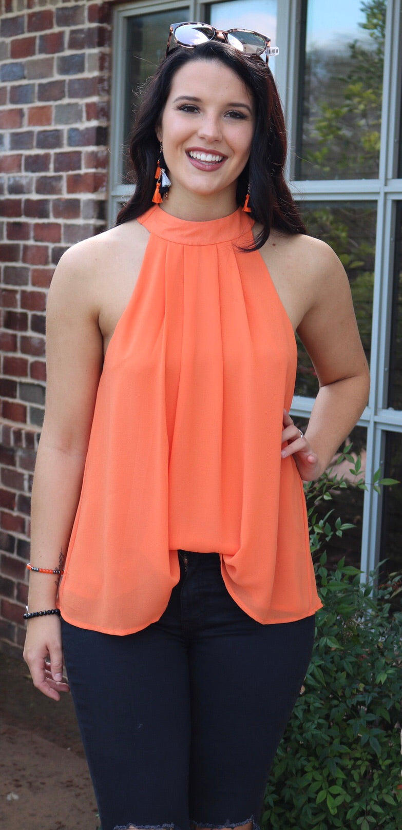 VENGEANCE HiNeck Halter TwistBack Chiffon Top