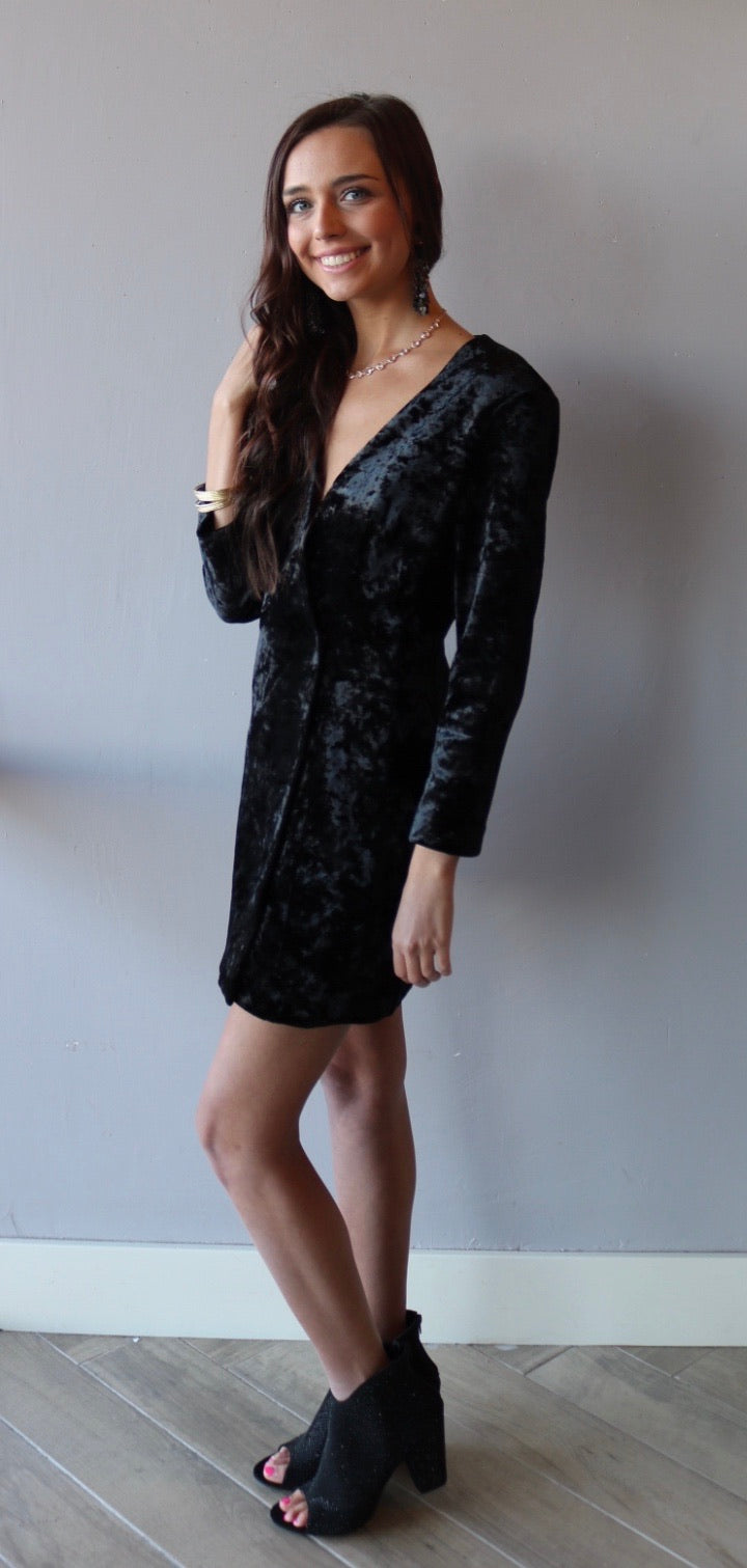 CONTENTMENT Velvet Blazer A-Line Dress
