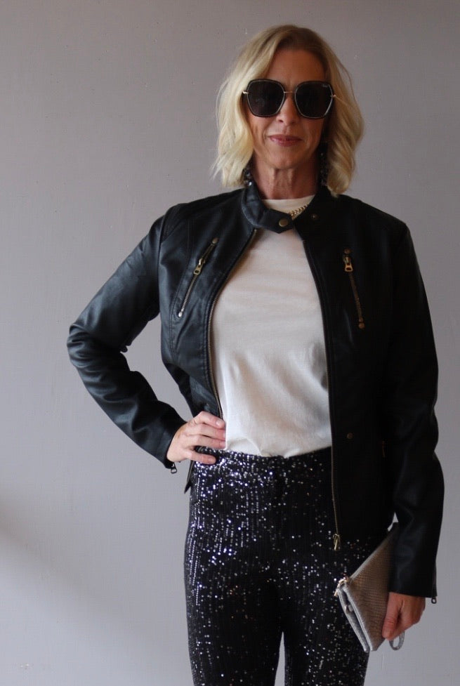 RYDER Vegan Leather Zip Moto Jacket