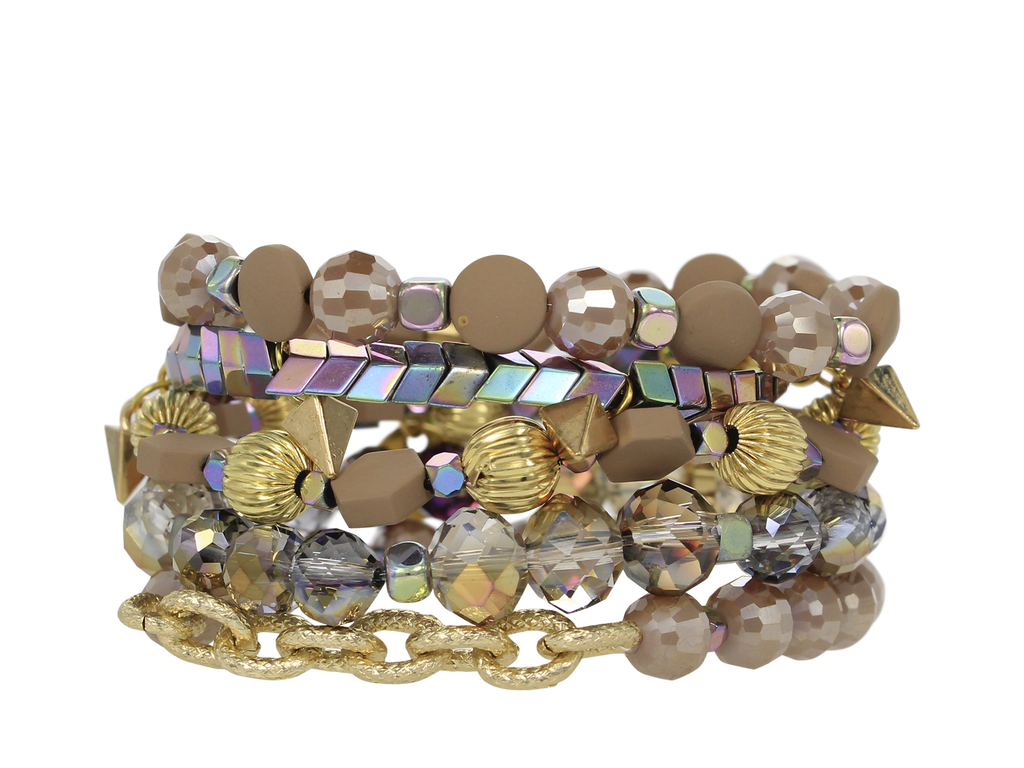 ERIMISH 5pc CARTER Stretch Crystal Bracelet Set