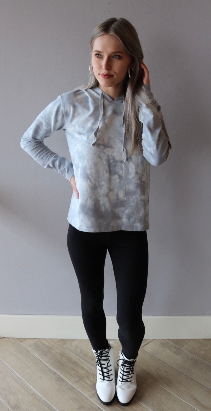 BOBI Terry BILLOW TieDye DropSleeve Hoodie Top