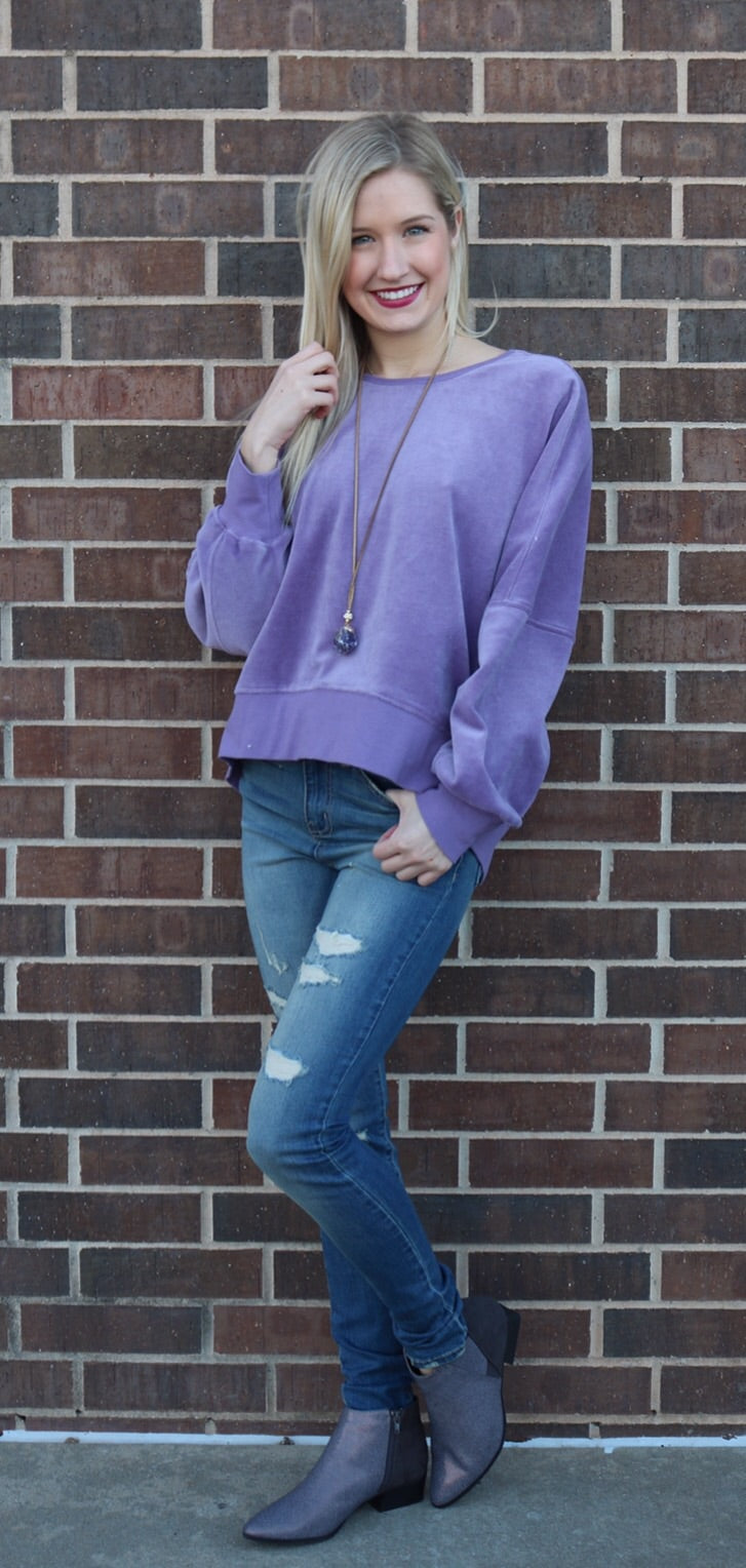 CULLEN Velvet Crossed OpenBack Pullover Top