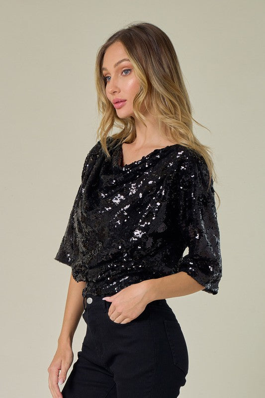BUBBLY Sequin DropShoulder Top