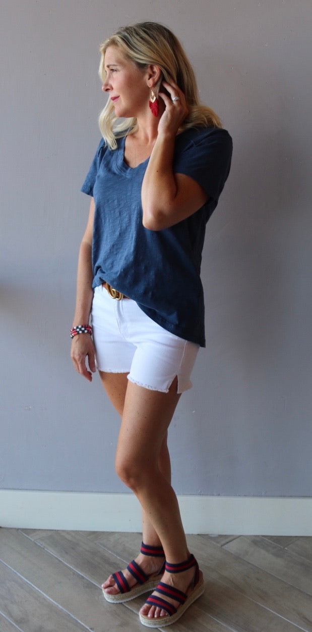 BOBI V-Neck BECK Slub Jersey HiLo Top