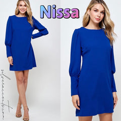 NISSA PuffSleeve Crepe Shift Dress