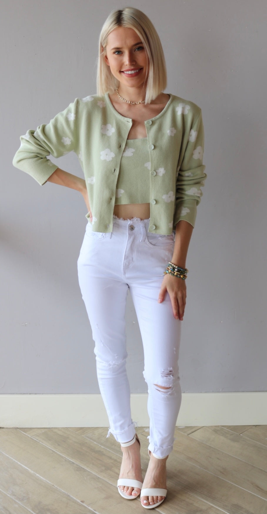 BISHOP Floral Knit Crop Tank