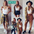SPAN Plaid ButtonDown Raw Edge Top