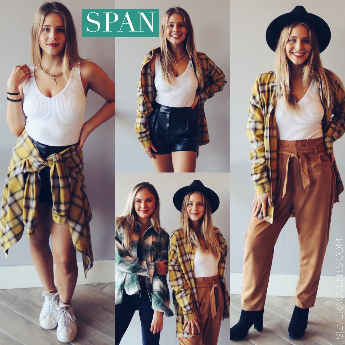 SPAN Plaid ButtonDown Raw Edge Top