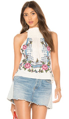 FREE PEOPLE Embroidered HONEY PIE Ivory Tank Top