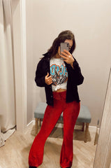 FREE PEOPLE Velvet SO CHARMING Ribbed Pullon Flare Pant