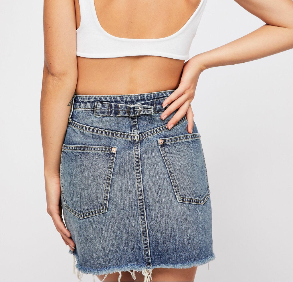 FREE PEOPLE A-Line RUGGED Denim Skirt