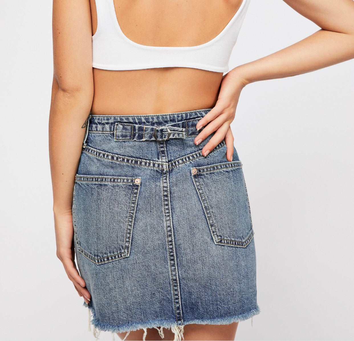 FREE PEOPLE A-Line RUGGED Denim Skirt