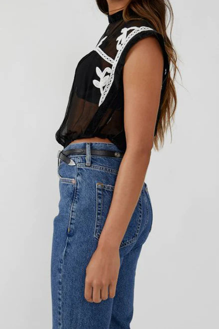 FREE PEOPLE Embroidered Lace VERONIQUE Sheer Top