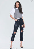 VANESSA HiRise SuperDistressed Mom Girlfriend Jeans