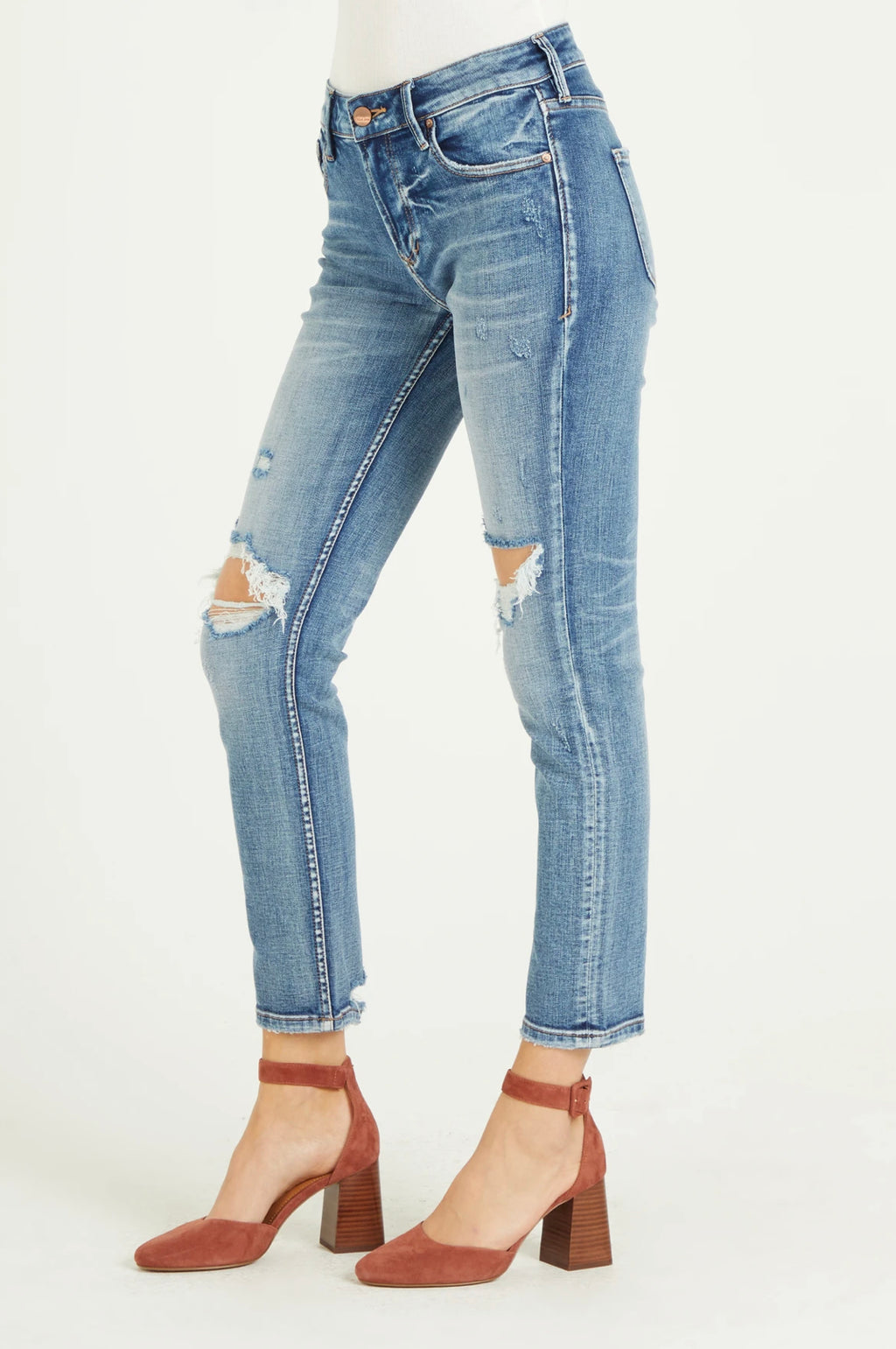 DEAR JOHN HiRise AIDEN Distressed Girlfriend Jeans