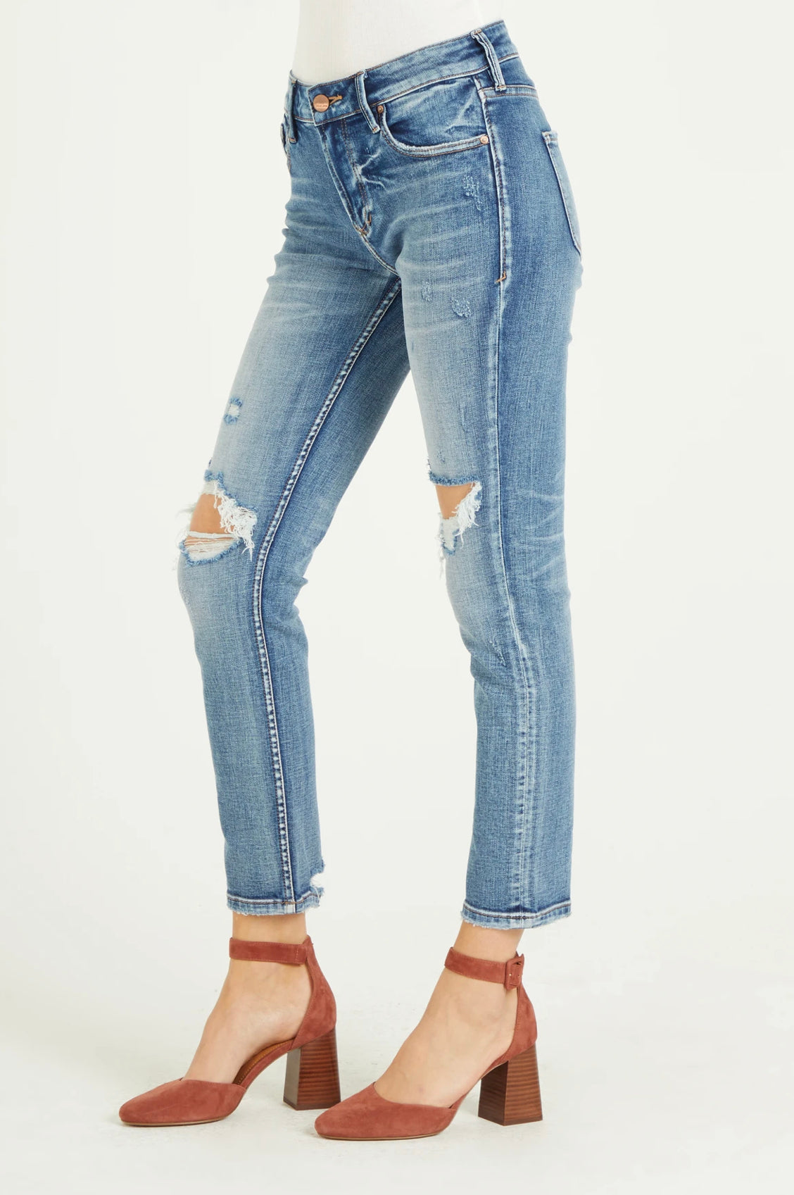 DEAR JOHN HiRise AIDEN Distressed Girlfriend Jeans