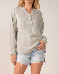 ELAN Gauze TAYLOR Henley Top