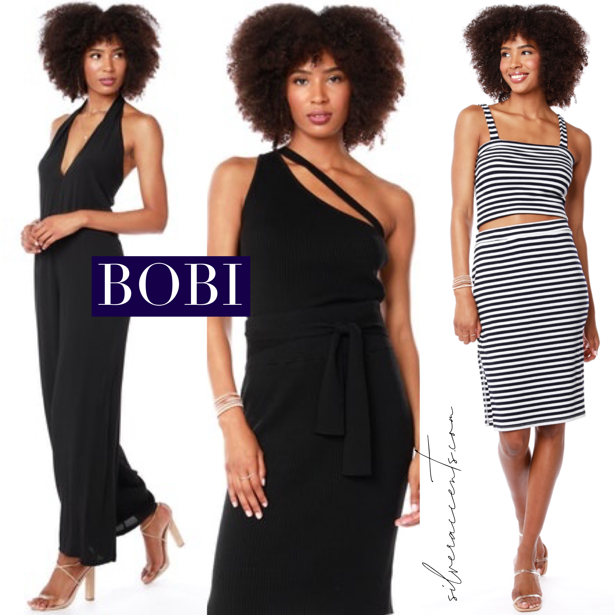 BOBI Stripe PROBE StraightNeck RibKnit Crop Tank Top