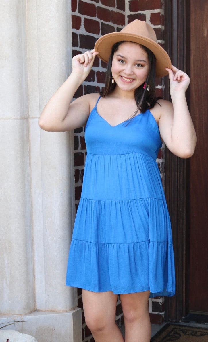 PROSPERITY Tiered CamiStrap Flare Midi Dress