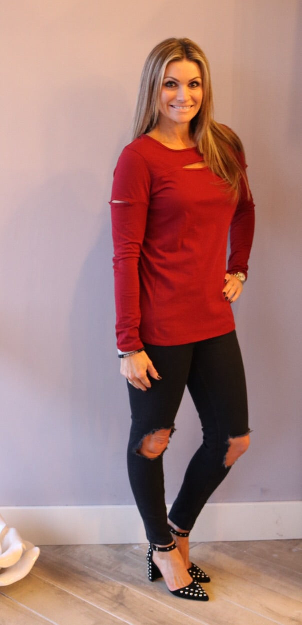 BOBI Lightweight Jersey FORBIDDEN SlitNeck/Sleeve Top