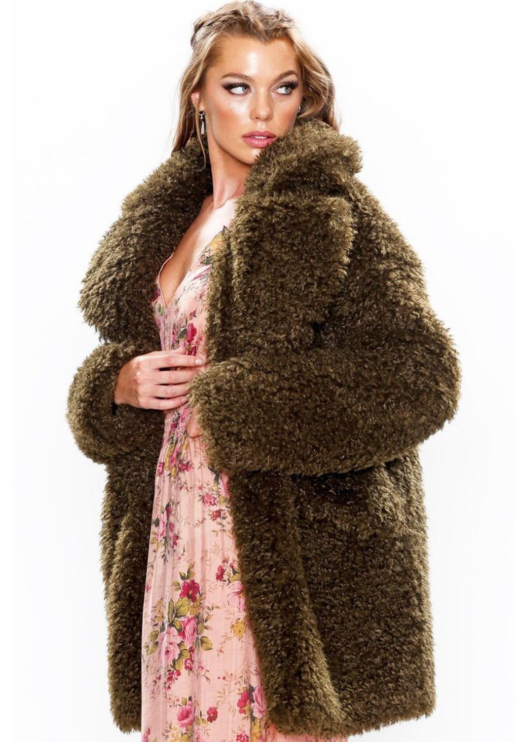ARATTA Vintage Army FAYRE Faux Fur Coat Jacket