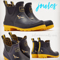 JOULES! Black WELLIBOB Metallic Bees Short Rain Boot