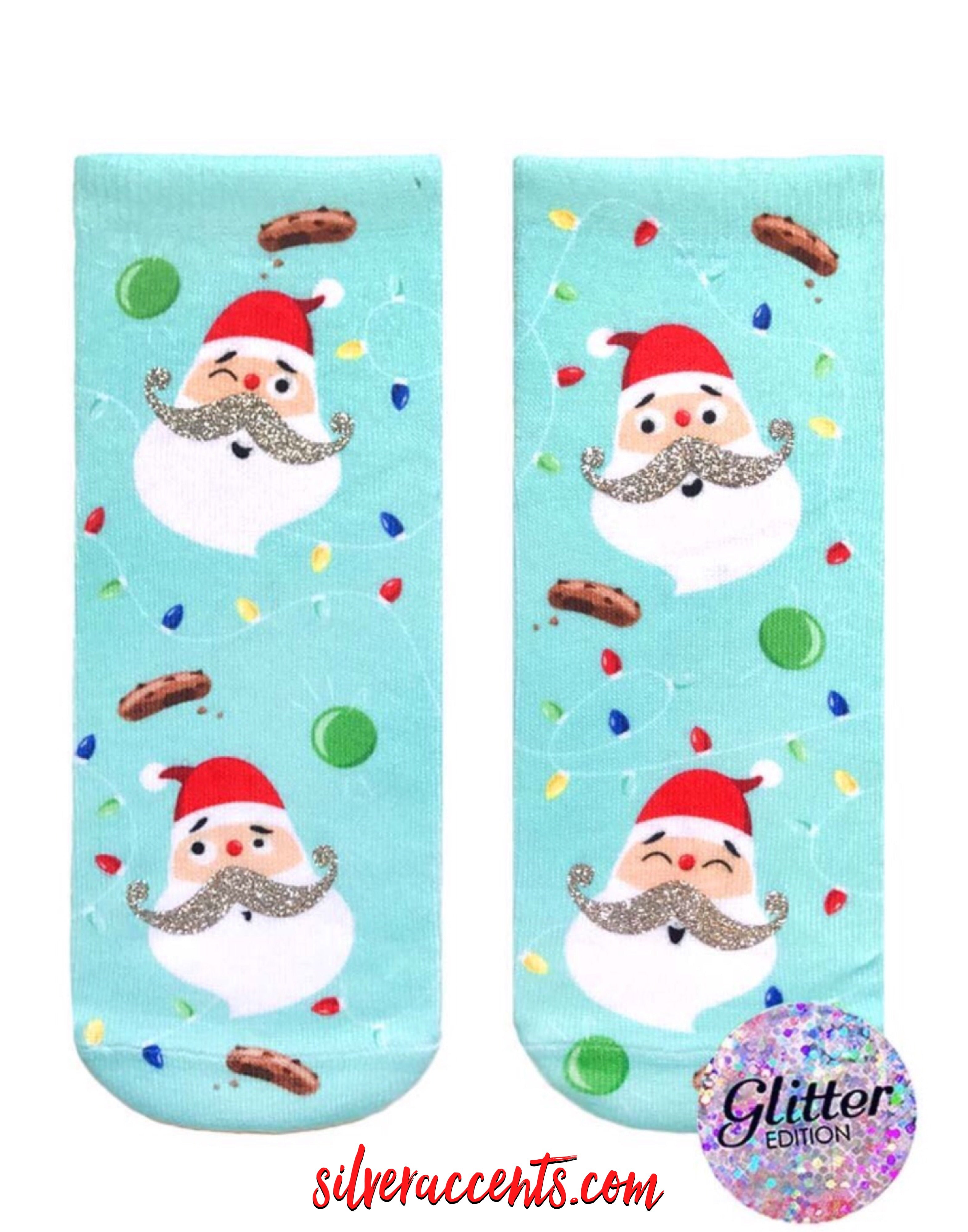 LIVING ROYAL Glitter JOLLY ST. NICK Ankle Socks