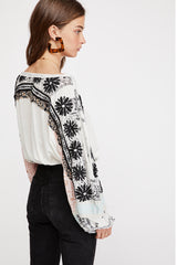 FREE PEOPLE Boho TRIPOLI Embroidered/Print Tunic Top