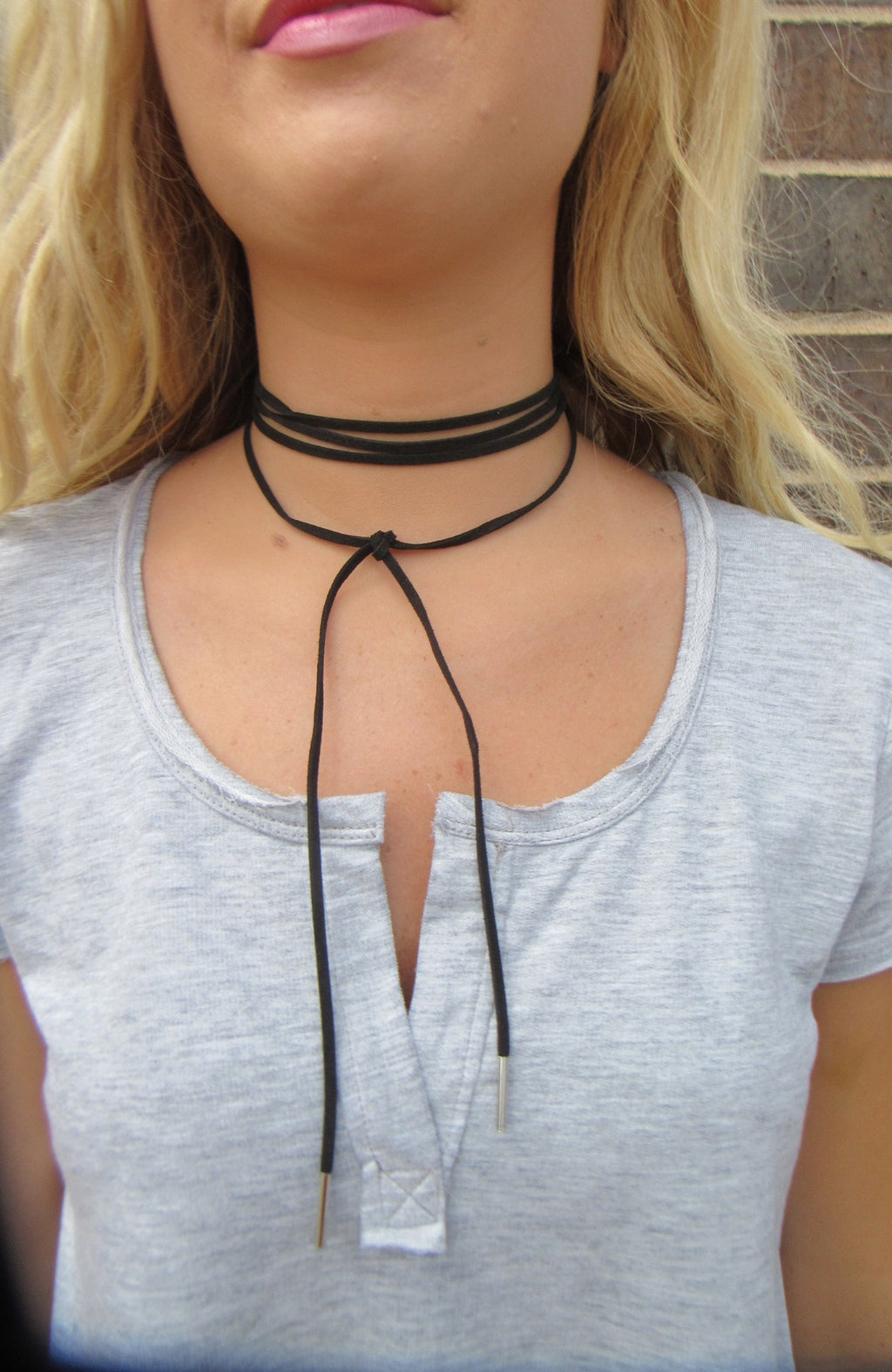 HANNAH Suede Wrap Bolo Choker Necklace
