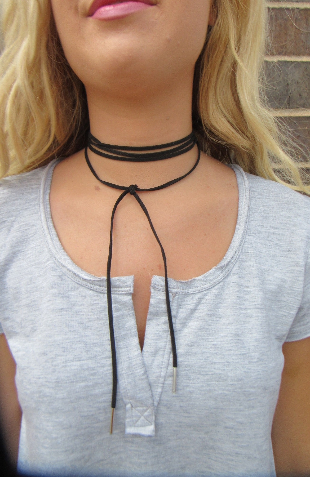 HANNAH Suede Wrap Bolo Choker Necklace