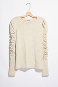 FREE PEOPLE NATASHA Rouched LongSleeve CrewNeck Top