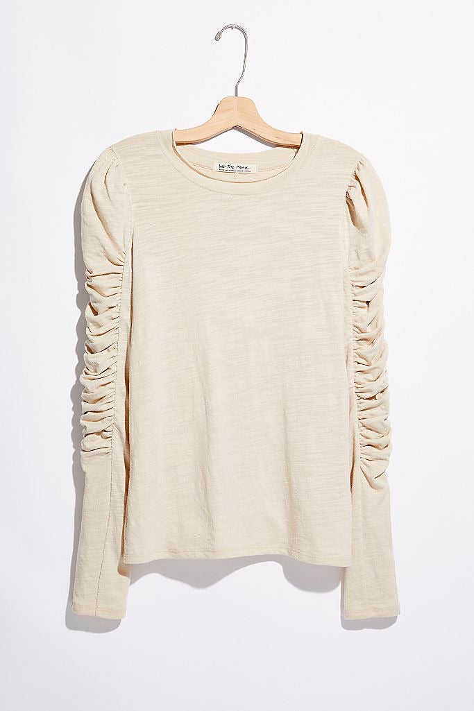 FREE PEOPLE NATASHA Rouched LongSleeve CrewNeck Top