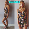 Blue Blush BOUNTY Floral Wrap V-neck Shorts Romper