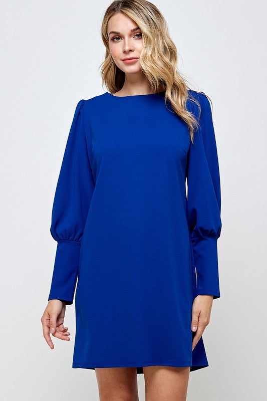 NISSA PuffSleeve Crepe Shift Dress