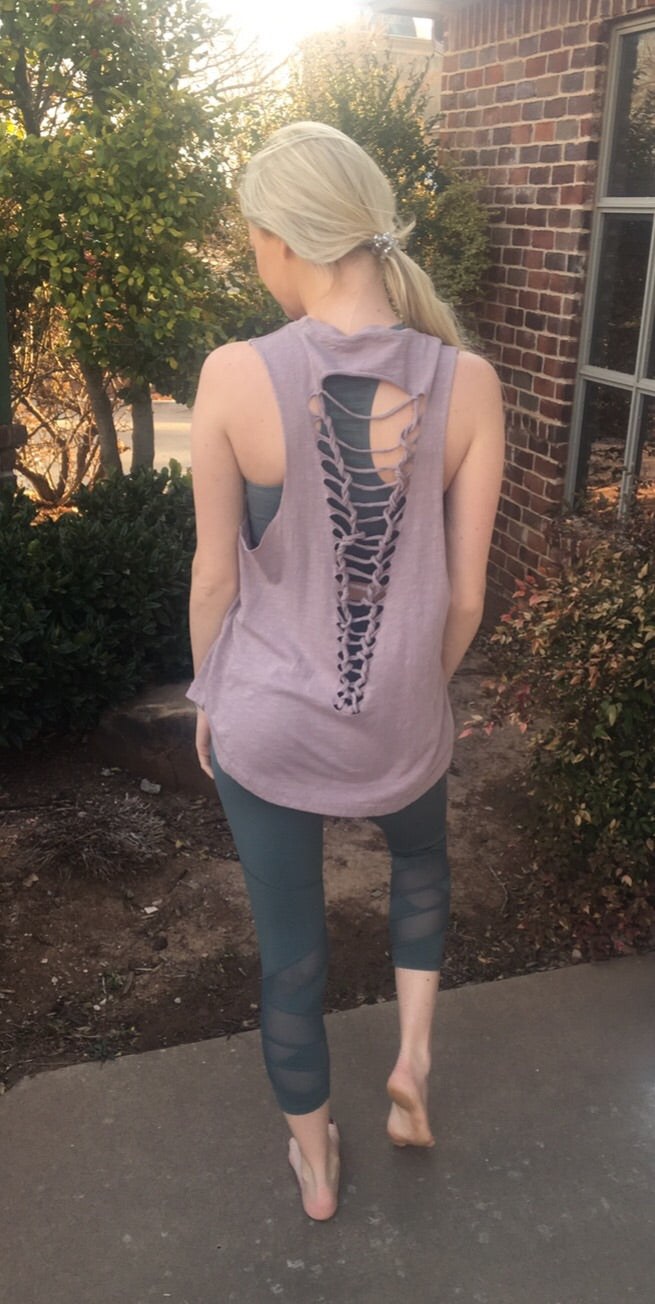 Violet PHANTOM Ladder Cutout Back Slub Jersey Tank Top