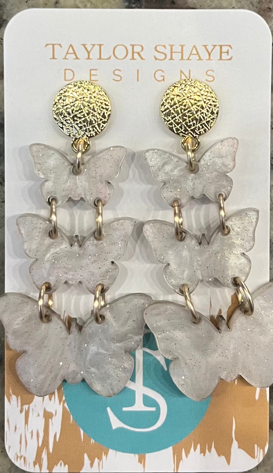 TAYLOR SHAYE Designs TRIPLE BUTTERFLY Drop Earrings